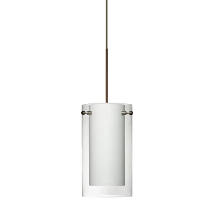 Besa Lighting Pahu 4 Cord Pendant, Clear/Opal, Bronze Finish, 1x5W LED 1XT-C44007-LED-BR